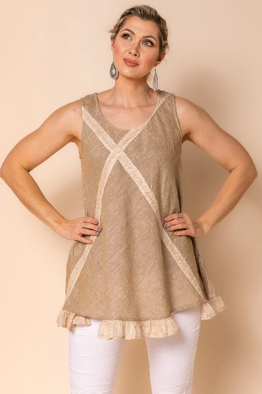 Bethany Linen Blend Top in Desert