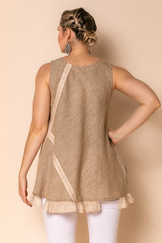 Bethany Linen Blend Top in Desert