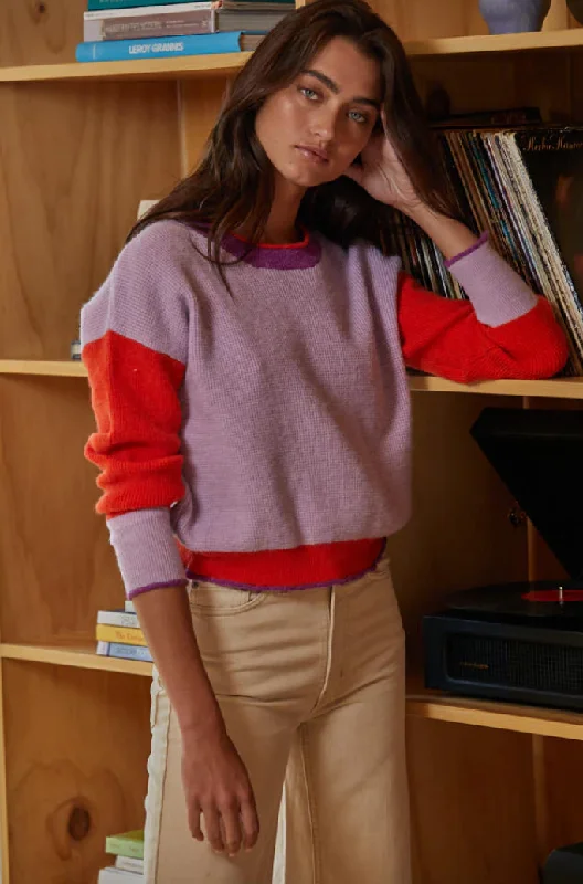 Brynn Contrast Sweater in Lilac Scarlet