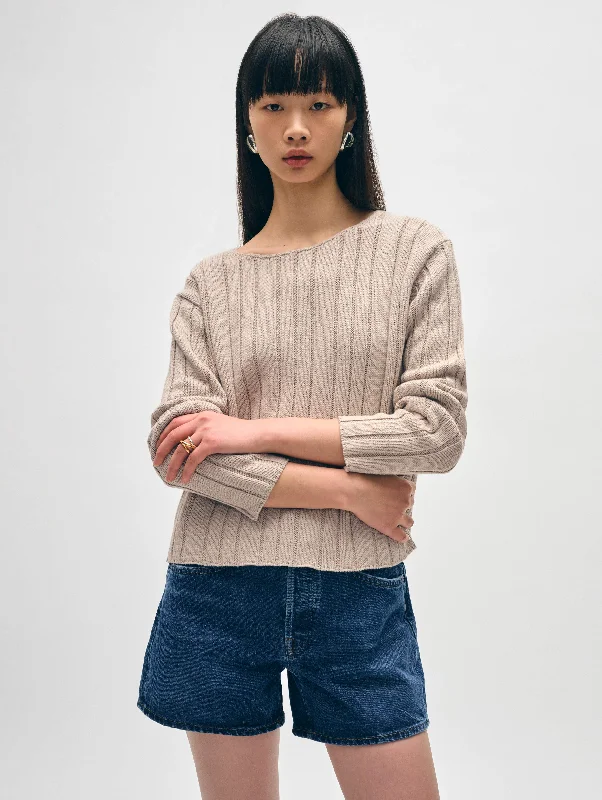 Cotton Linen Wide Rib Crewneck