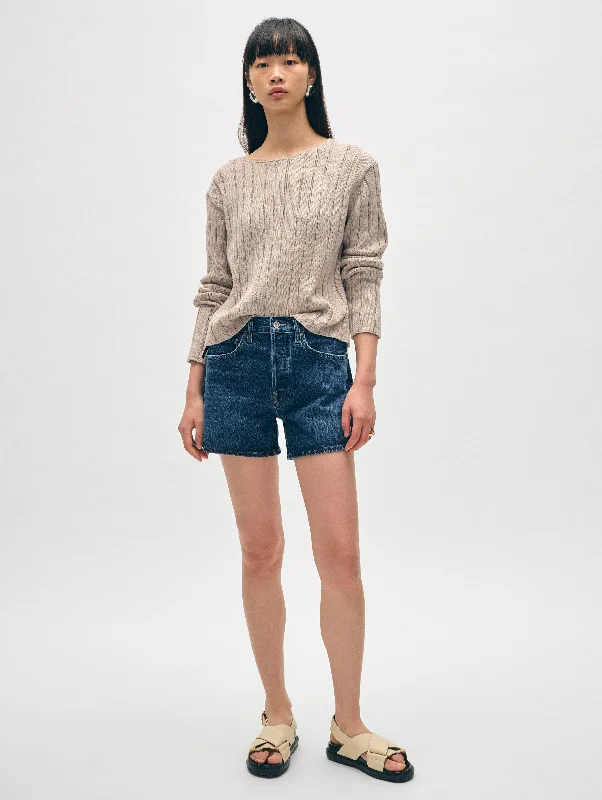 Cotton Linen Wide Rib Crewneck