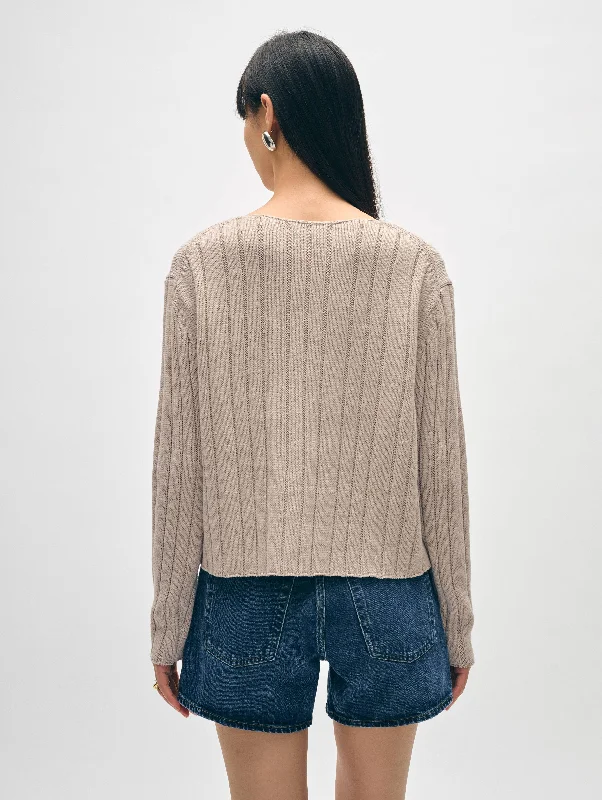 Cotton Linen Wide Rib Crewneck