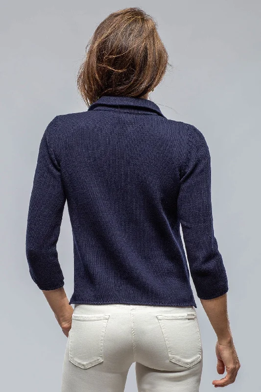 Crete Zip Sweater In Navy