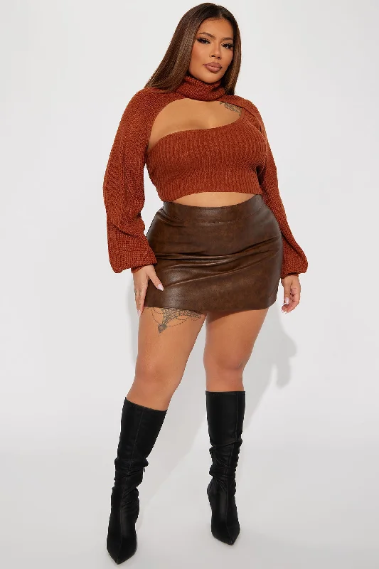 Feel It Out Turtleneck Sweater Set - Cognac