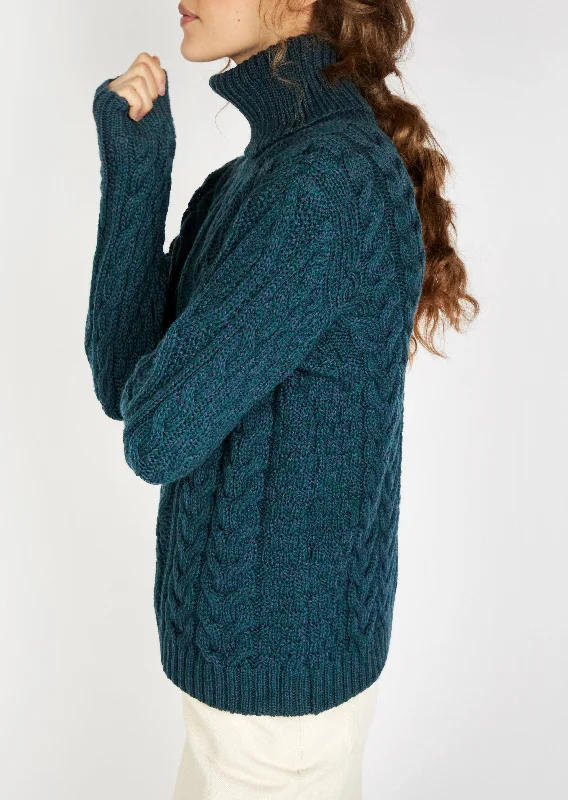 IrelandsEye Polo Neck Aran Sweater | Atlantic