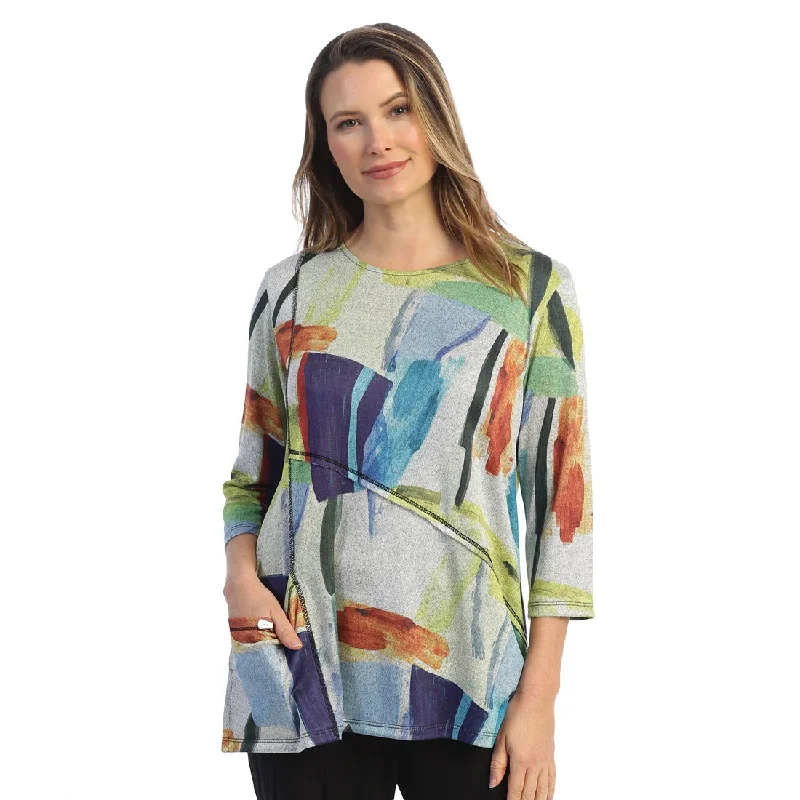 Jess & Jane “Palette” Fine Knit Contrast Seam Tunic Top - FQ1-1599