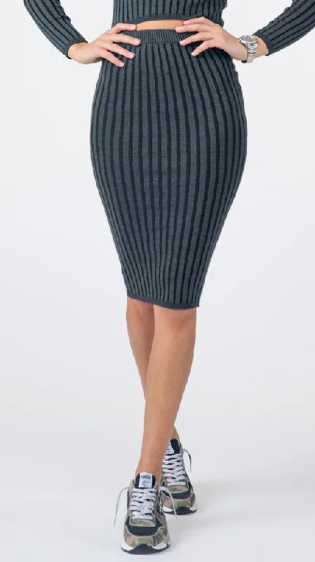 Reveal Silk Cashmere Rib Tube Skirt