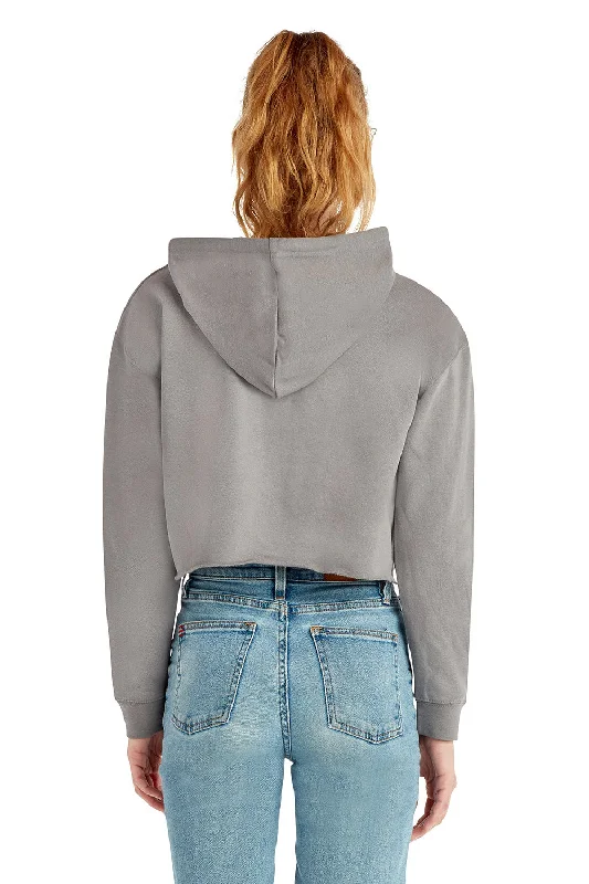 Lane Seven Womens Cropped Fleece Hooded Sweatshirt Hoodie - Storm Grey