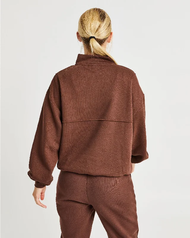 Luxe 1/2 Zip Pullover - Brown