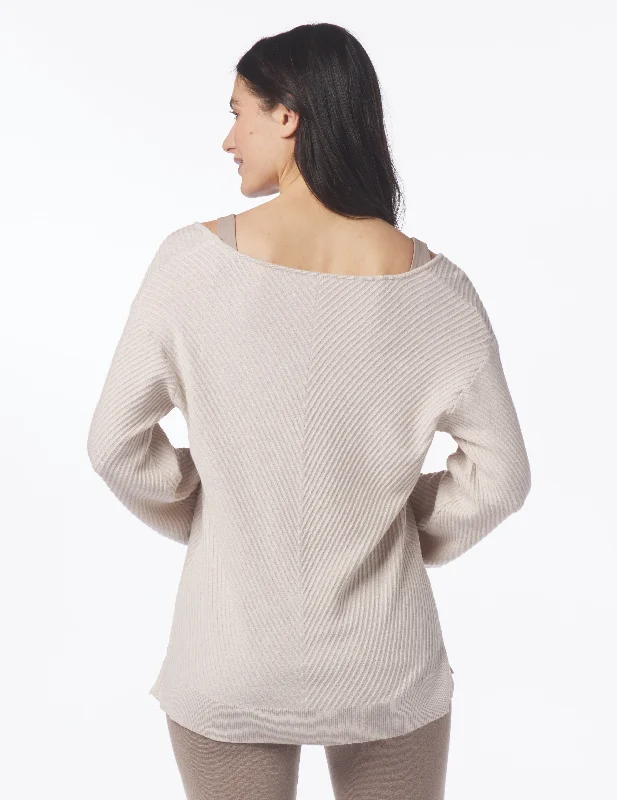 Luxury Rib Sweater: Oatmilk