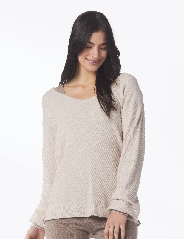 Luxury Rib Sweater: Oatmilk