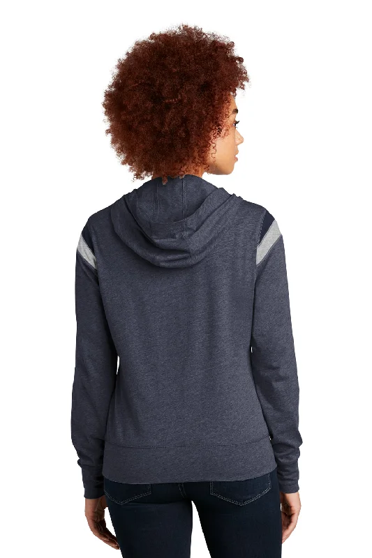 New Era Womens Heritage Varsity Hooded Sweatshirt Hoodie - Heather True Navy Blue/True Navy Blue/Heather Rainstorm Grey