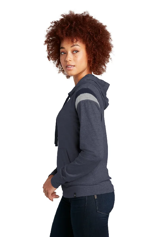 New Era Womens Heritage Varsity Hooded Sweatshirt Hoodie - Heather True Navy Blue/True Navy Blue/Heather Rainstorm Grey