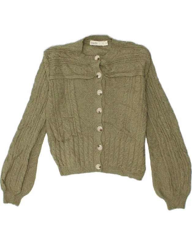 OASIS Womens Cardigan Sweater UK 14 Medium Khaki Viscose