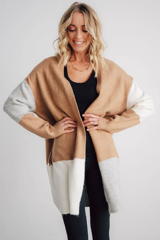 Pierson Color Block Cardigan | Camel