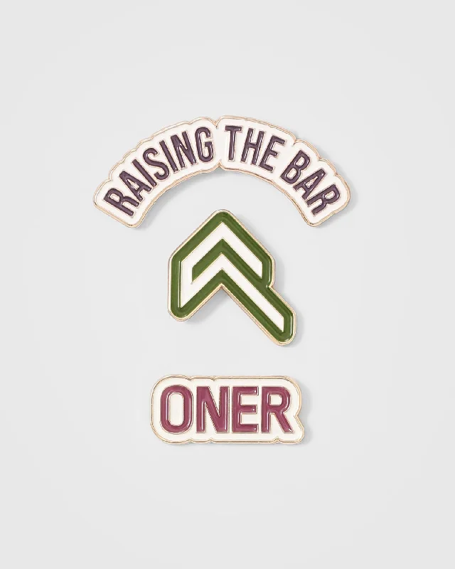 Raising The Bar Graphic Pins 3 Pack | Velvet Pink/Khaki