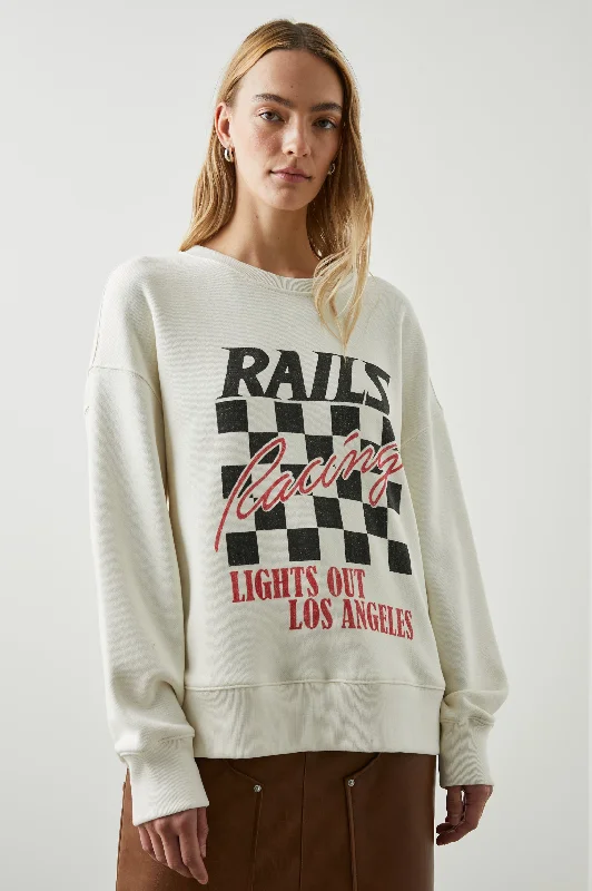 RELAXED CREW SWEATSHIRT - IVORY RAILS RACING