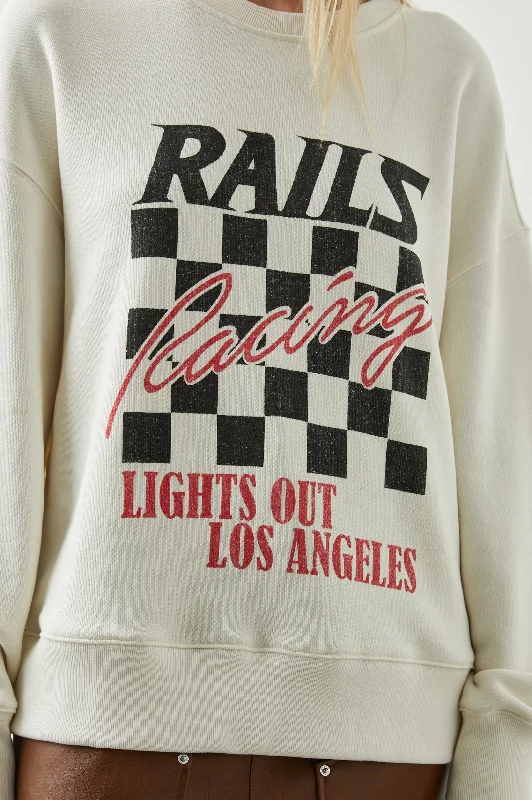 RELAXED CREW SWEATSHIRT - IVORY RAILS RACING