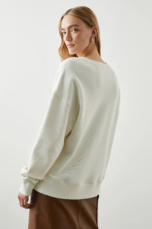 RELAXED CREW SWEATSHIRT - IVORY RAILS RACING