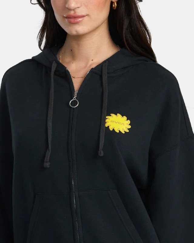 Sunny Thrift Zip-Up Hoodie - RVCA Black