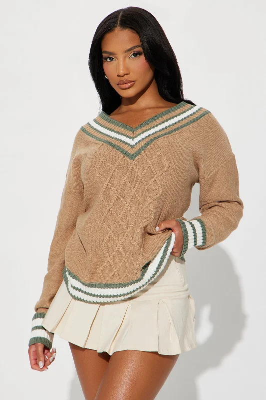 Tennis Practice Varsity Sweater - Taupe/combo