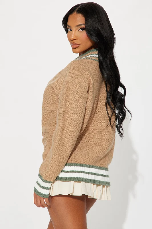 Tennis Practice Varsity Sweater - Taupe/combo