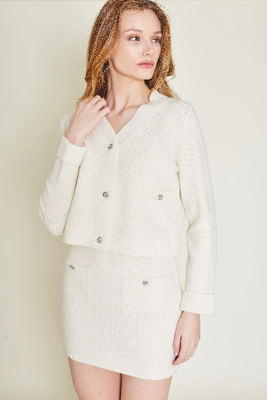 Vendôme Short Cardigan - Ivory