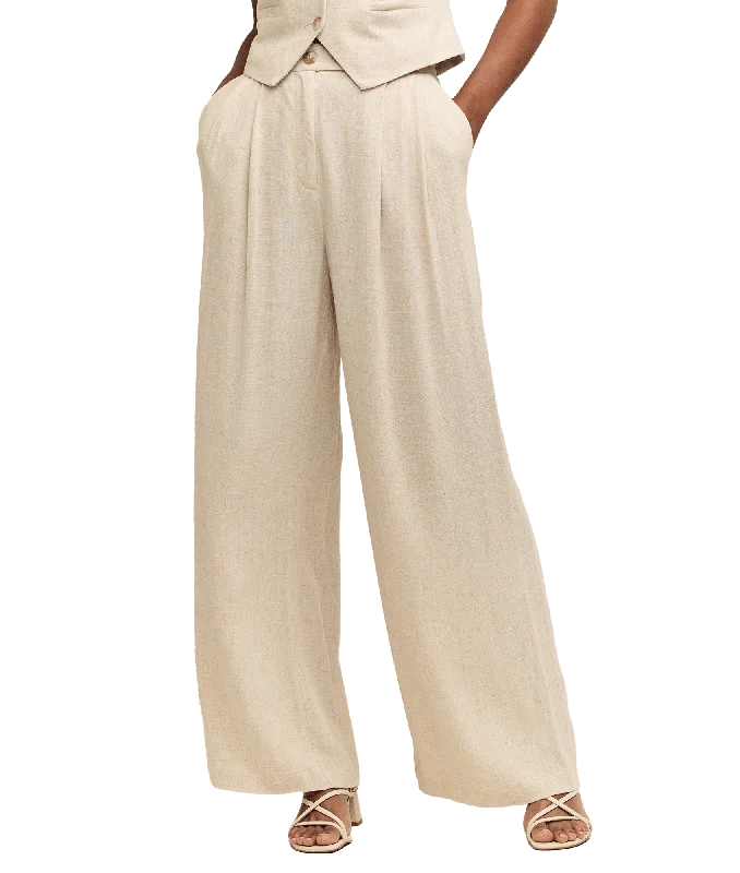 Linen-blend Relaxed Tailored Trousers - Cream