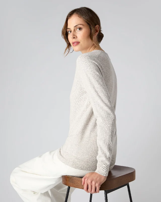 Women's Phoebe V Neck Cashmere Sweater Pebble Grey