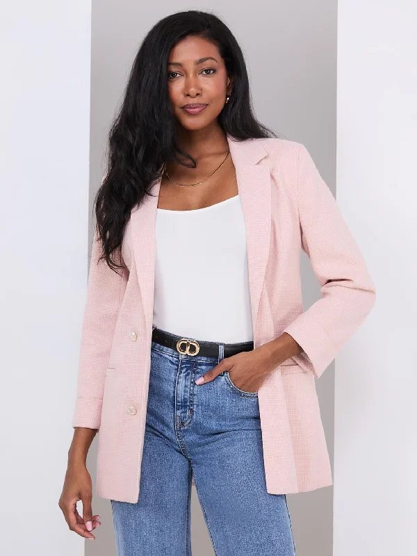 3/4 Sleeve Faux Double-Breasted Blazer