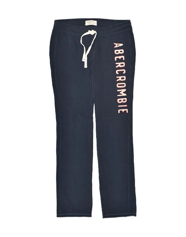 ABERCROMBIE & FITCH Womens Graphic Tracksuit Trousers UK 10 Small Blue