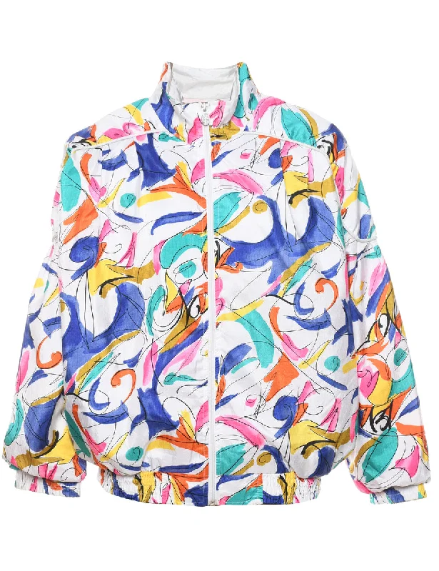 Abstract Pattern 1990s Multi-Colour Nylon Jacket - L