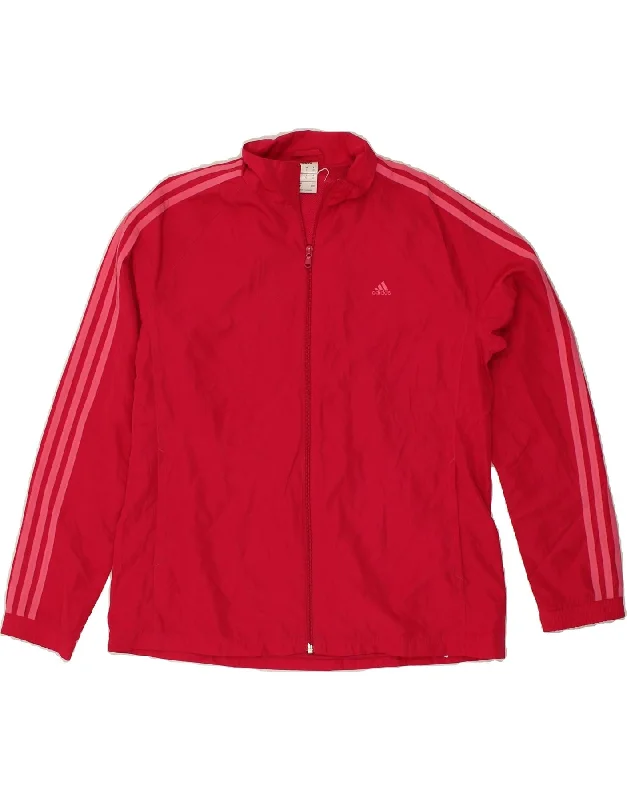 ADIDAS Womens Tracksuit Top Jacket UK 18 XL  Red Polyester