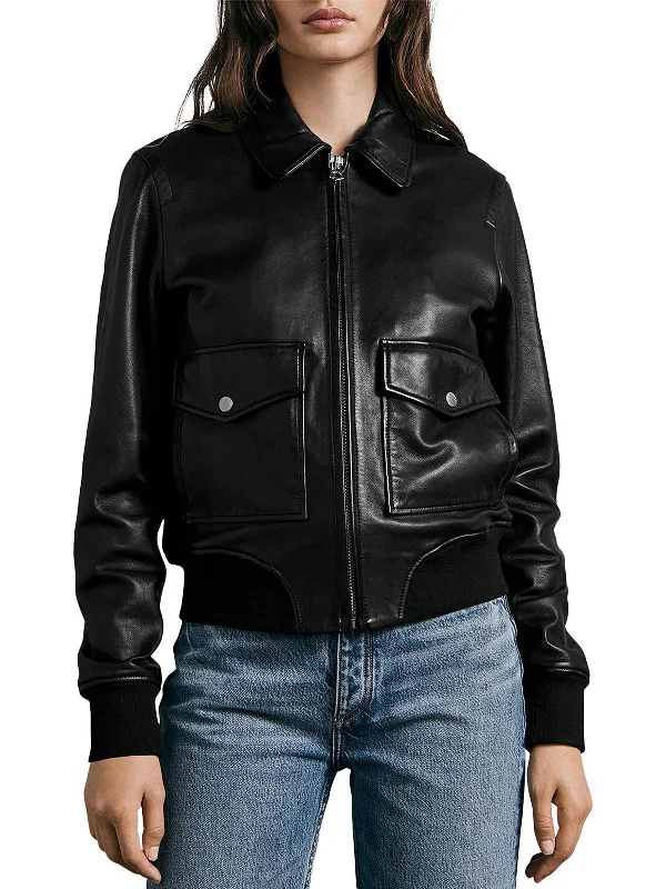 Andrea Womens Moto Cold Weather Leather Jacket