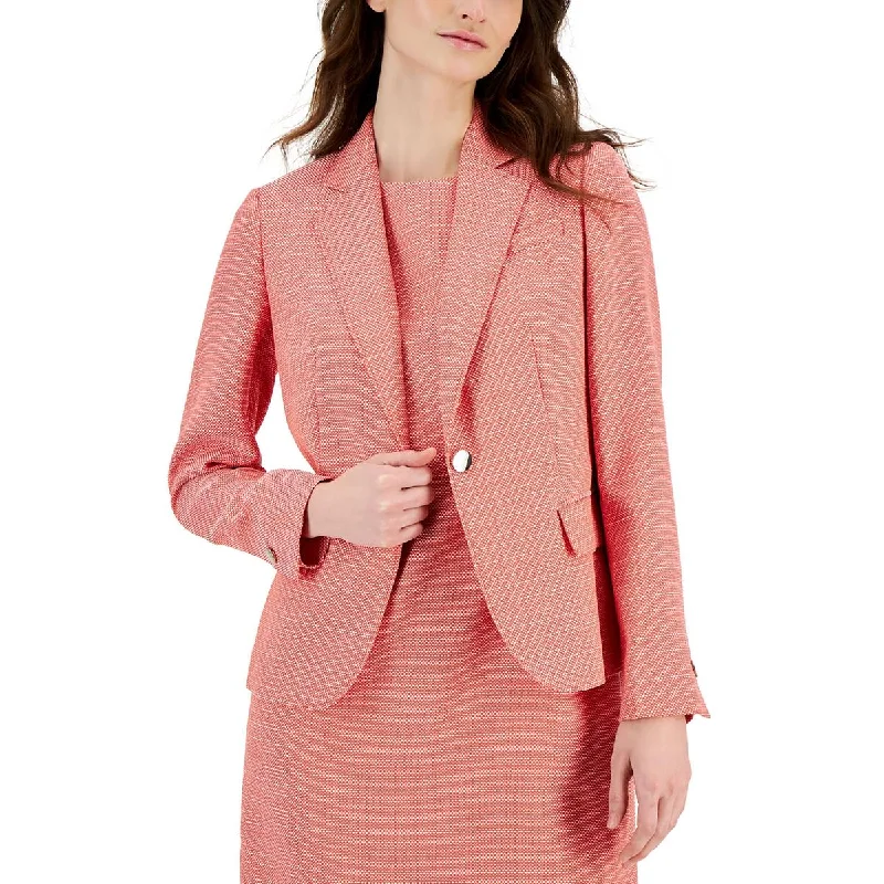 Anne Klein Womens Tweed Business One-Button Blazer