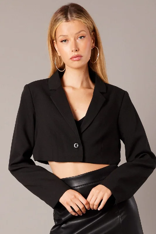 Black Crop Blazer Jacket