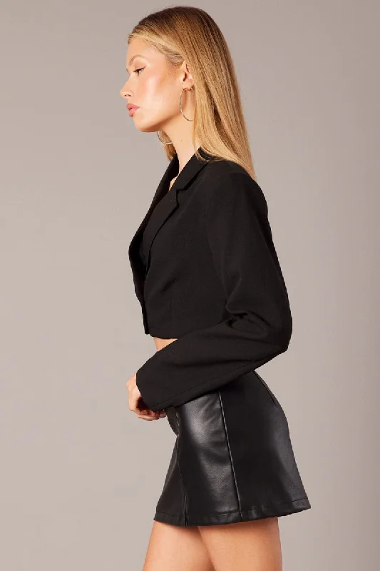 Black Crop Blazer Jacket