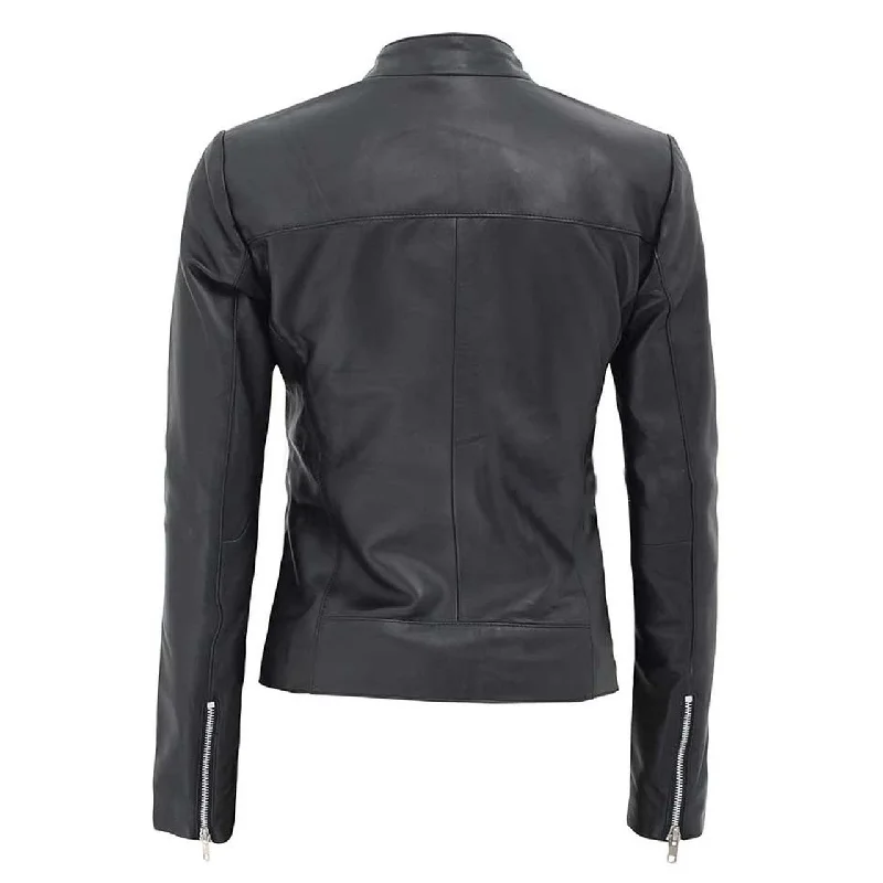 Black Women Leather Moto Jacket