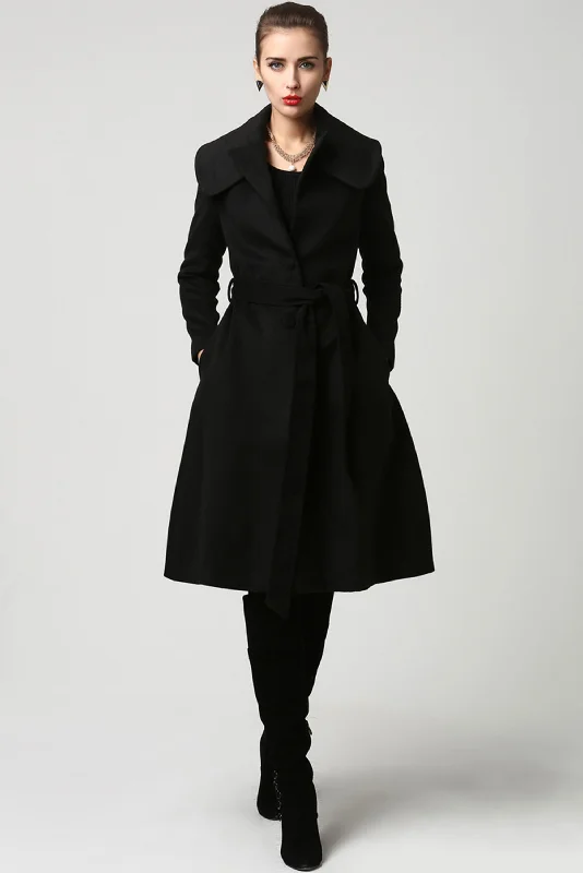 Black wool coat 1103#