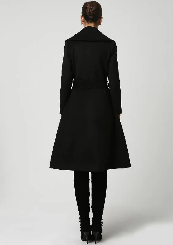 Black wool coat 1103#