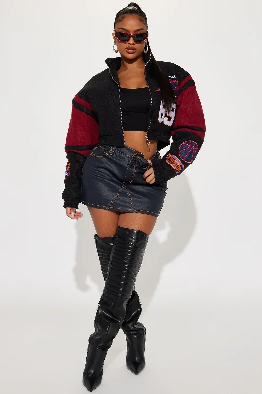 Brooklyn Hottie Bomber Jacket - Burgundy