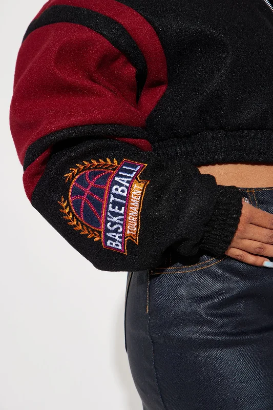 Brooklyn Hottie Bomber Jacket - Burgundy