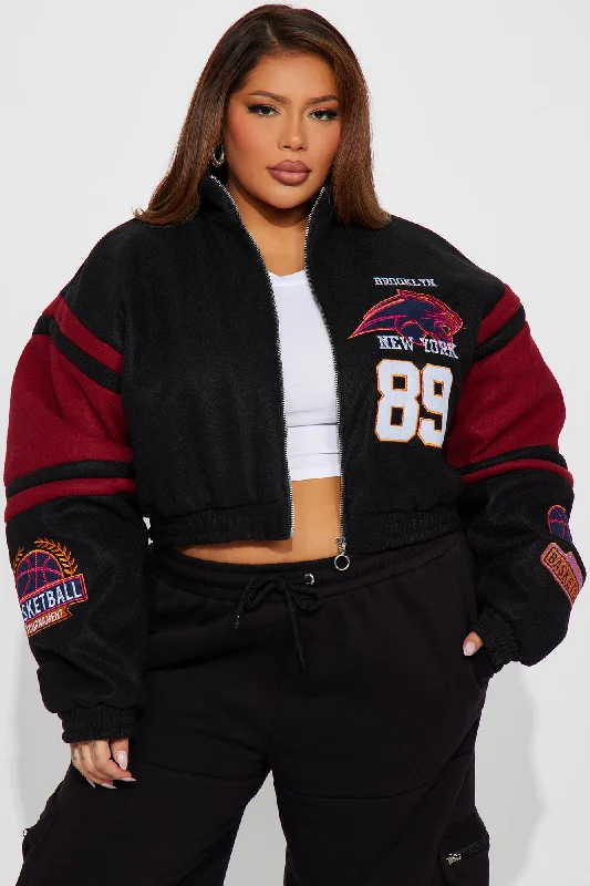 Brooklyn Hottie Bomber Jacket - Burgundy