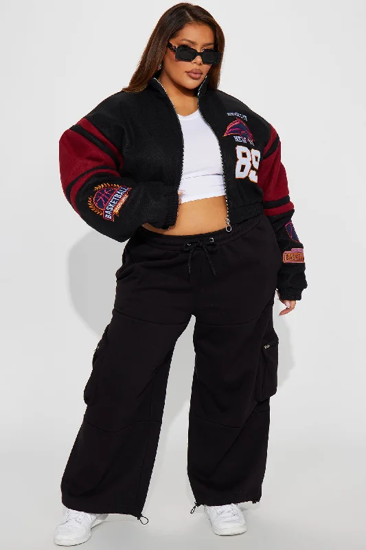 Brooklyn Hottie Bomber Jacket - Burgundy