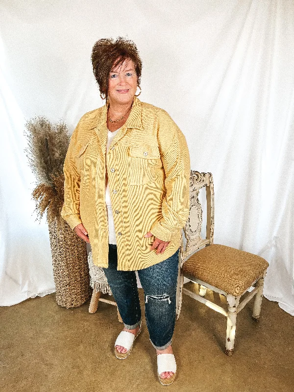 Say Less Button Up Knit Shacket in Straw Yellow