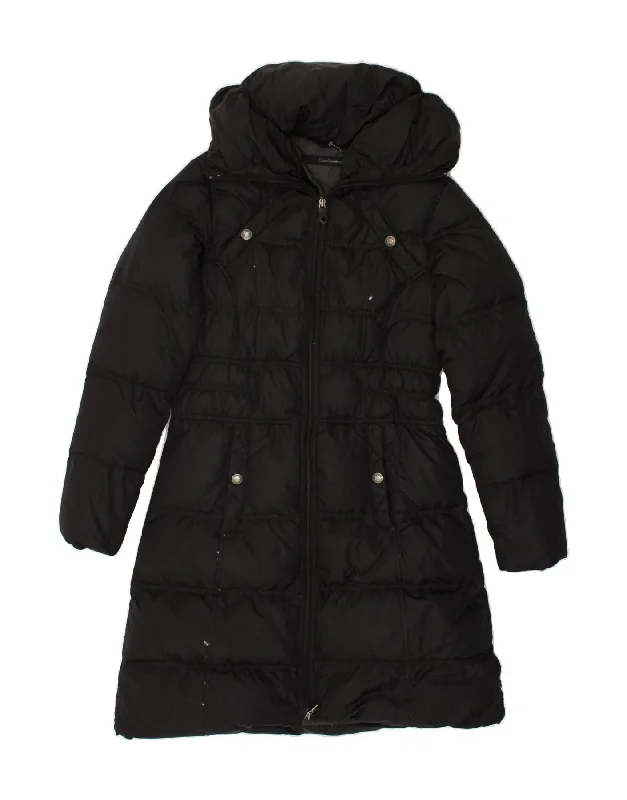 CALVIN KLEIN Womens Hooded Padded Coat UK 12 Medium Black Polyamide