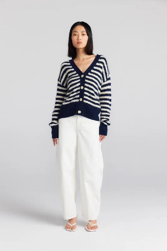 Cashmere Slub Stripe Cardigan