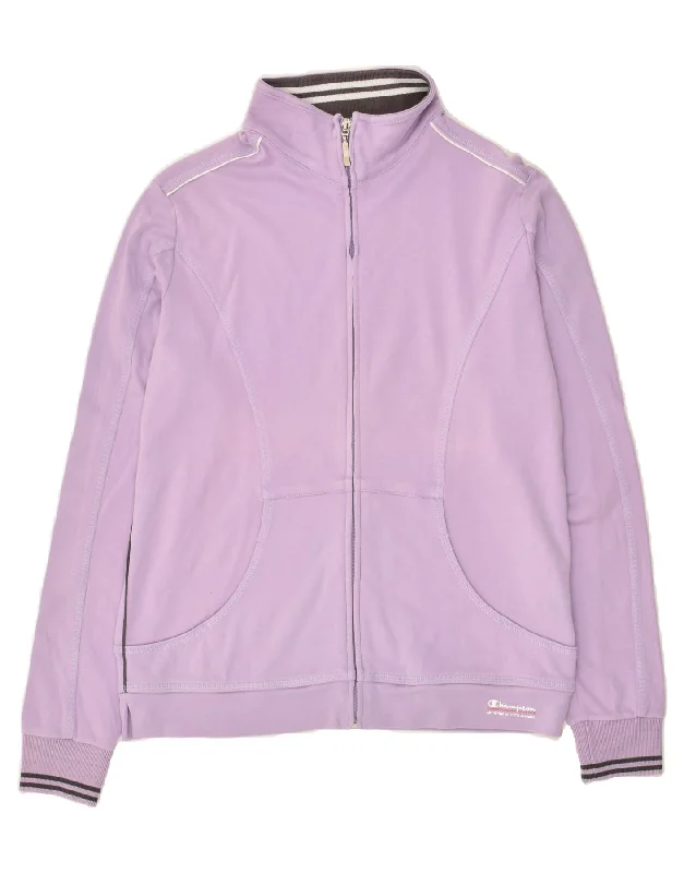 CHAMPION Womens Tracksuit Top Jacket UK 14 Large Purple Cotton