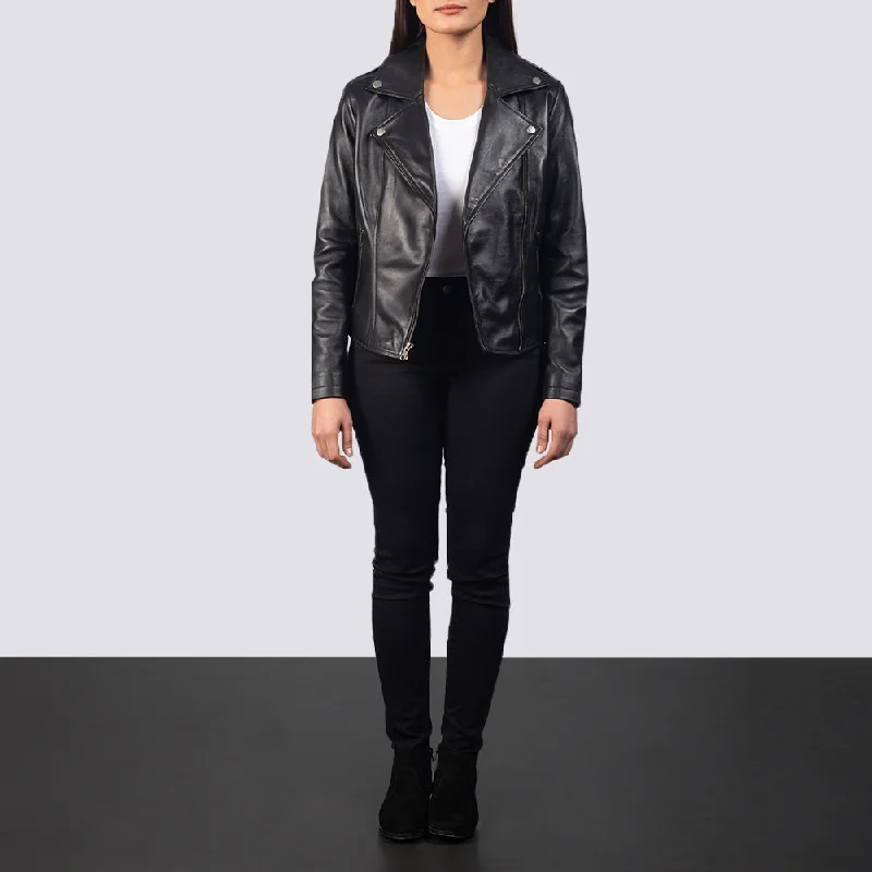 Charcoal Black Women's Sheepskin Leather Jacket