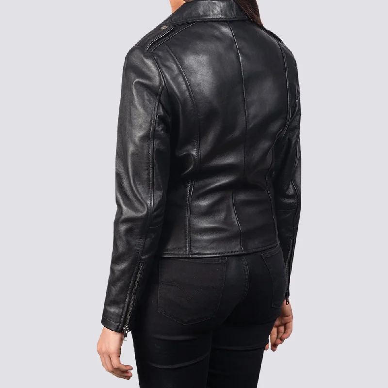 Charcoal Black Women's Sheepskin Leather Jacket